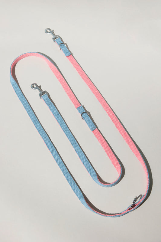 Dog cotton harness leash multicolour multifuntional adjustable for two dogs wearable pink blue Molipop